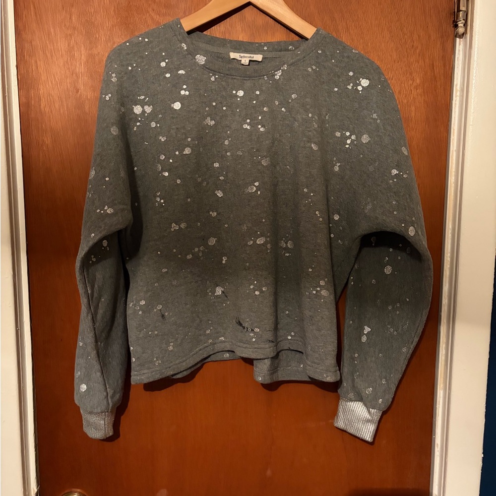Splendid Gray and White Patterned Top